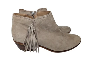 Sam Edelman Paige Bootie Blush Suede Fringe Tassel Women Shoes Stacked Heel 9.5M - Picture 1 of 10
