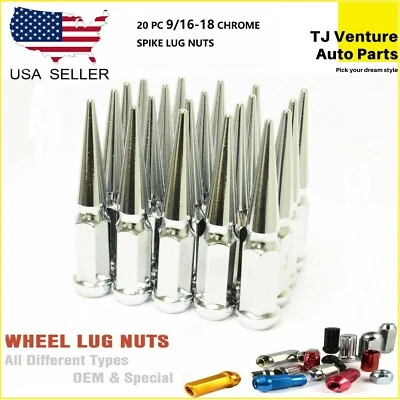 20 PC 9/16-18 CHROME SPIKE LUG NUTS For DODGE RAM 1500 Ford F250 F350 9/16-18  - Image 1 of 2