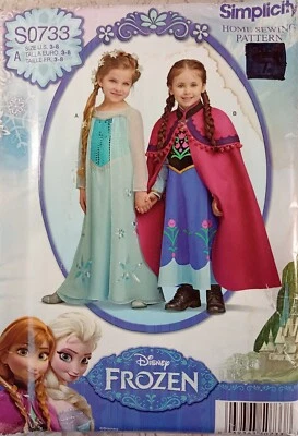 Disney FROZEN Costume Pattern SIMPLICITY 1233 S0733 UNCUT Girls 3-8 Halloween -B - Image 1 of 4