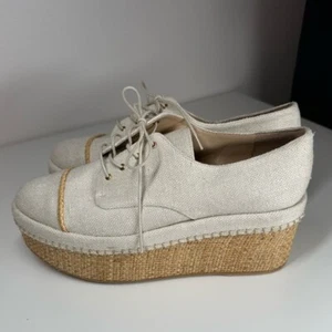 Stuart Weitzman Mantra Platform in Ivory Linen Size 7 - Picture 1 of 11