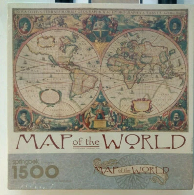 Vintage Springbok "Map of the World" 1500pc Puzzle; Large - 28 3/4" x  36"; NIB - Image 1 of 2