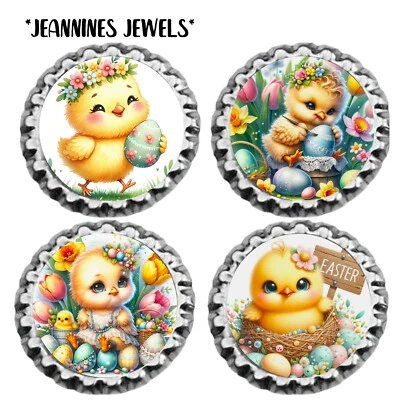 Pollito de Pascua Flores de Primavera Arte Impresión Nevera Decoración Set de 4 Cesta de Pascua Regalo Foto 1 de 4