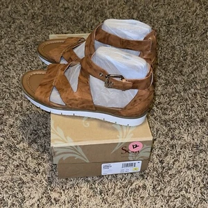 Sofft Womens Mirabelle Brown Ankle Strap Sandals Size 7.5 Luggage Euro 38.5 M - Picture 1 of 7