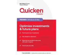 Quicken Classic Premier - 1 Year Subscription (Windows/Mac) [Key Card] - Afbeelding 1 van 1