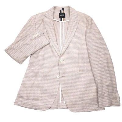 $645 Hugo Boss Hanry Houndstooth Jersey Slim Fit Sport Coat Jacket Mens Size 42L - Image 1 of 4