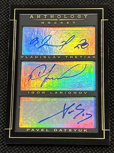 2014-15 Pavel Datsyuk/Igor Larionov/V.Tretiak Panini Anthology Auto #A3-5 4/6 - Picture 1 of 5