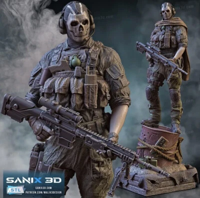 Ghost 3D Printed Figure - Legendary Call of Duty Operator, Unpainted - Image 1 of 3