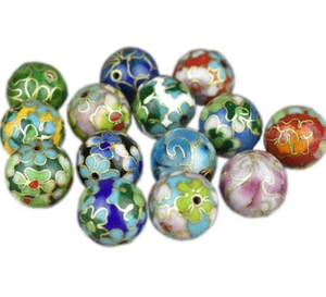 10/12/14/16 mm Handarbeit Cloisonne Poliert Rund Lose Perlen Schmuck Herstellung. - Bild 1 von 52