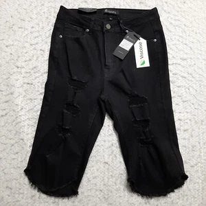 New April Jeans Bermuda Distressed Capri Juniors Sz 5 26x14.5 Relaxed Skinny Leg - Picture 1 of 12