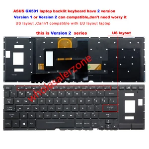 Nuevo teclado retroiluminado para ASUS ROG GX501V GX501VI GX501VI GX501VSK GX501VIK EE. UU. - Imagen 1 de 5