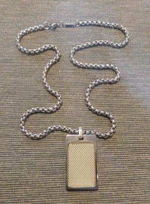 CERAMIC GESTALT Tungsten Carbide Necklace Gold Tone Surgical Stainless Steel Cha - Image 1 of 4