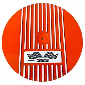 Small Block Chevy 383 Flag Logo - 13" Round Air Cleaner Kit - Orange - Ansen USA - Picture 1 of 5
