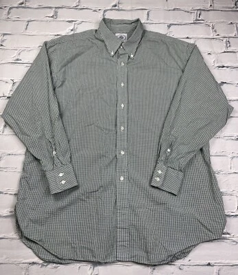 J Press Green Black White Gingham Micro Check Plaid Button Down Shirt Sz 2XL - Image 1 of 4