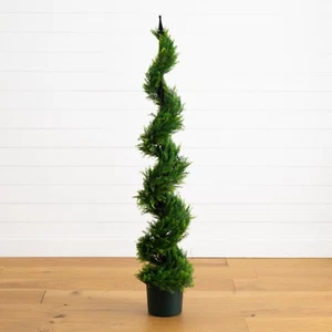 5’ Topiary Cedar Cypress Spiral Artificial Tree in Pole UV Resistant Retail $226 - Picture 1 of 4