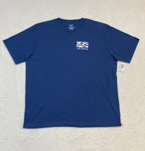 HUK Mens Trophy Flag Tee Set Sail Size XL Blue Bass Fishing Flag NEW - Picture 1 of 8