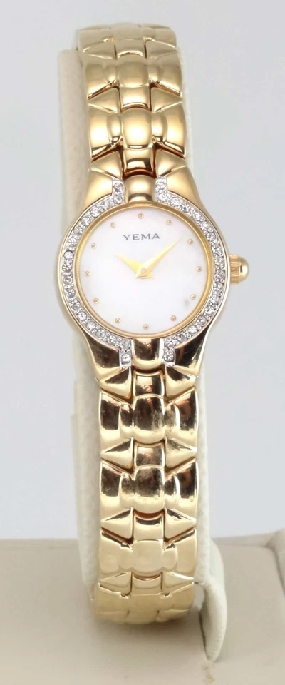 NUEVO YEMA by Seiko YM 874 reloj vintage de cuarzo dorado circonita cúbica para mujer en caja de madera Foto 1 de 4