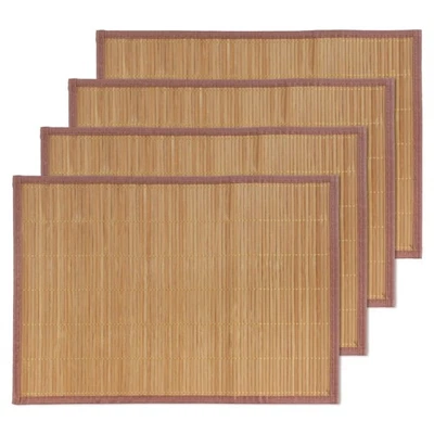 Bamboo Slat Placemat with Brown Fabric Border - Solid Color Print - 18" x 13"... - Image 1 of 4