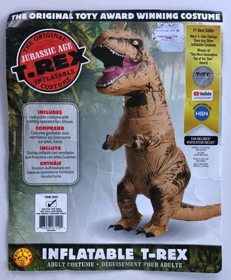 Original Rubies Adult TESTED Inflatable T-Rex Costume Jurassic Age One Size - Image 1 of 2
