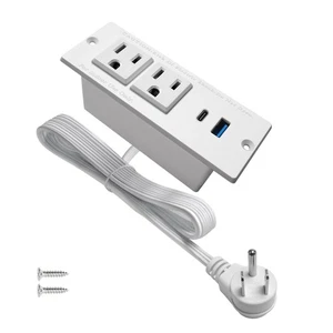 USB C Recessed Power Strip Fast Charge Desktop Power Station 2 Outlets 2 USB ... - Picture 1 of 7