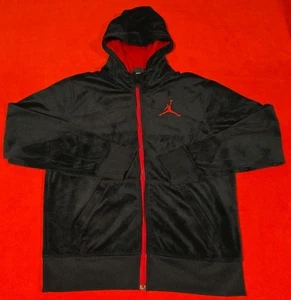 Nike Youth Jordan Full Zip Velour Hoodie Jacket Black Large 12-13 - Picture 1 of 10
