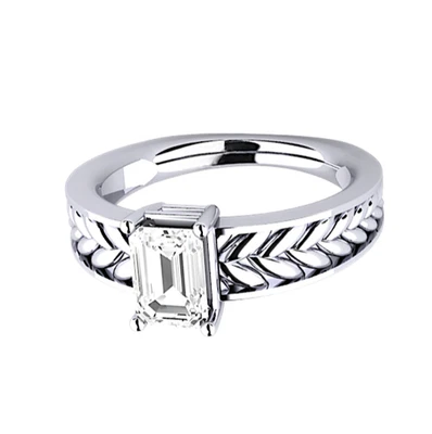 18K White Gold 1.00 Ct Emerald Cut IGI GIA Lab Created Diamond Engagement Ring - Image 1 of 4