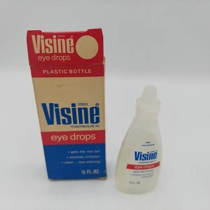 Visine Eye Drops, Tetrahydrozoline Hcl, Vintage 1980s, Pfizer, w/ Box, 80% full - Picture 1 of 7