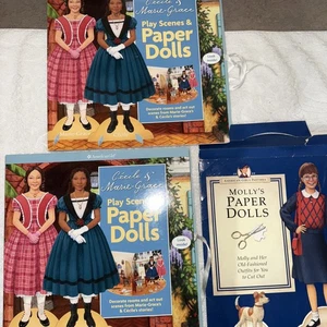 2 AMERICAN GIRL CECILE & MARIE-GRACE SCENES & PAPER DOLLS & Molly Incomplete - Bild 1 von 22
