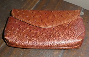 ¡Bolso clutch vintage de cuero de avestruz con accesorios Gimbel! - Imagen 1 de 6