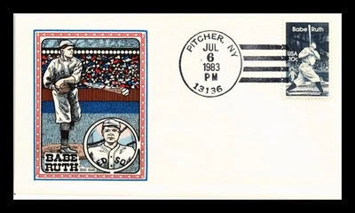 DR JIM STAMPS US COVER BABE RUTH BASEBALL FDC HAND CANCEL PANDA CACHET INSERT - Image 1 of 2
