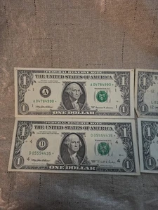 Lot Of 4 One Dollar Bill Star Notes. 1995 To 1999. - Picture 1 of 4