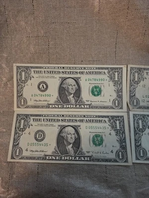 Lot Of 4 One Dollar Bill Star Notes. 1995 To 1999. - Image 1 of 4