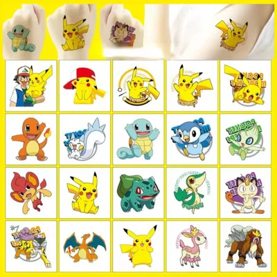 ROSIE'S-TATTOO-BOUTIQUE 20 POKEMON Themed Temporary Tattoos UK Boys Loot Party Bag Fillers Birthday 🎉