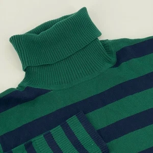 LL Bean Sweater Womens Small Cashmere Cotton Blend Striped Turtleneck Sweater - Picture 1 of 7