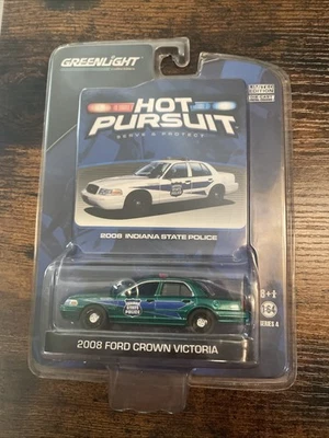 Greenlight Hot Pursuit Indiana State 2008 Ford Crown Vic Green Machine Chase - Image 1 of 4