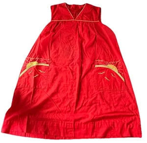 Vintage House Dress Red Rainbow MCM Granny Chic Large Mumu Size XXL Pullover - Picture 1 of 6
