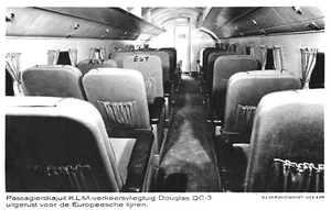 K. L. M. Verkeersvliegtuig Douglas D. C-3 Interior Real Photo Postcard - Picture 1 of 2