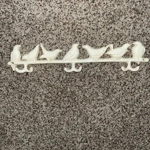 Vintage Cast Iron Bird Themed Hat Coat Key Rack With White Paint Finish. - Picture 1 of 2