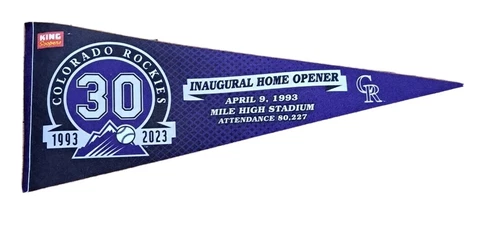 Colorado Rockies 2023 30th Anniversary Apr 9 1993-2023 Pennant SGA 12x30-NEW Cover