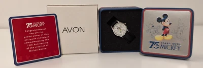 Reloj Avon Disney Mickey Mouse 75 Aniversario con Lata, Necesita Batería Nueva Foto 1 de 4
