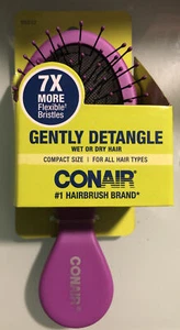 Conair Gently Detangle Paddle Hair mini Brush Wet Or Dry Hair Purple - Picture 1 of 4