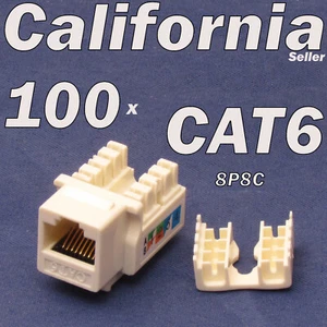 100 Pcs lot Beige Keystone Jack CAT6 Network Ethernet 110 Punch Down 8P8C RJ45 - Picture 1 of 10