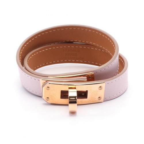 HERMÈS Bracciale HERMES Kelly Double Tours 15 cm pelle veloce malva pallido PGHW