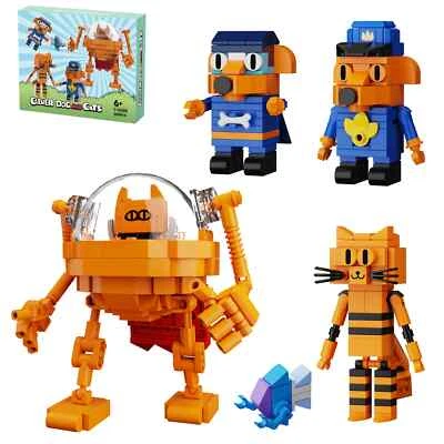 Dog man  Cartoon Cats Petey Building Block Kit 5PCS Cute Game Figures Robot Toys - Image 1 of 4