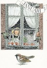 Postkarte: Lena Anderson - Linnea am Fenster / Schneeflocken / Januar