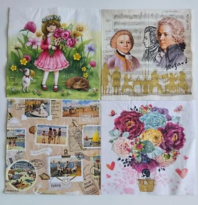 Lot of (4) Paper Lunch Napkins for Decoupage/Mixed Media - People/Flowers - 278 - Picture 1 of 1