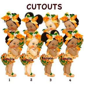 Recortes Tema Naranja Pequeña Princesa Baby Shower Cumpleaños Decoración de Mesa - Imagen 1 de 2