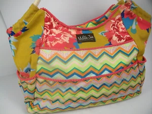 Matilda Jane MJC Yellow Pink Floral Chevron Gather It Up Beach HOBO Tote Bag HTF - Picture 1 of 8