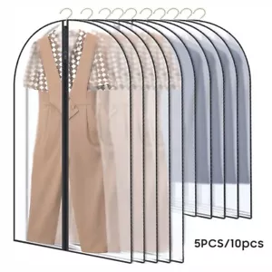 10PCS Clear Polythene Garment Covers Suit Dress Coat Dust Protector Zip Bags UK - Picture 1 of 14