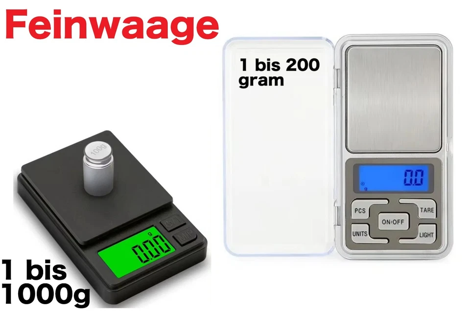 Digitale Feinwaage Taschenwaage bis 200g 1KG Waage 0.01 Goldwaage Briefwaage - Bild 1 von 1