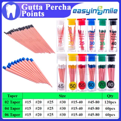 EASYINSMILE Dental Endodontic Gutta Percha Points Endo 02/04/06 Taper 60/120Pcs - Image 1 of 4